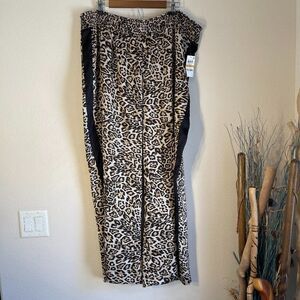 INC International Concepts Pants Leopard Print Wide Leg Pants Satin Size 4X